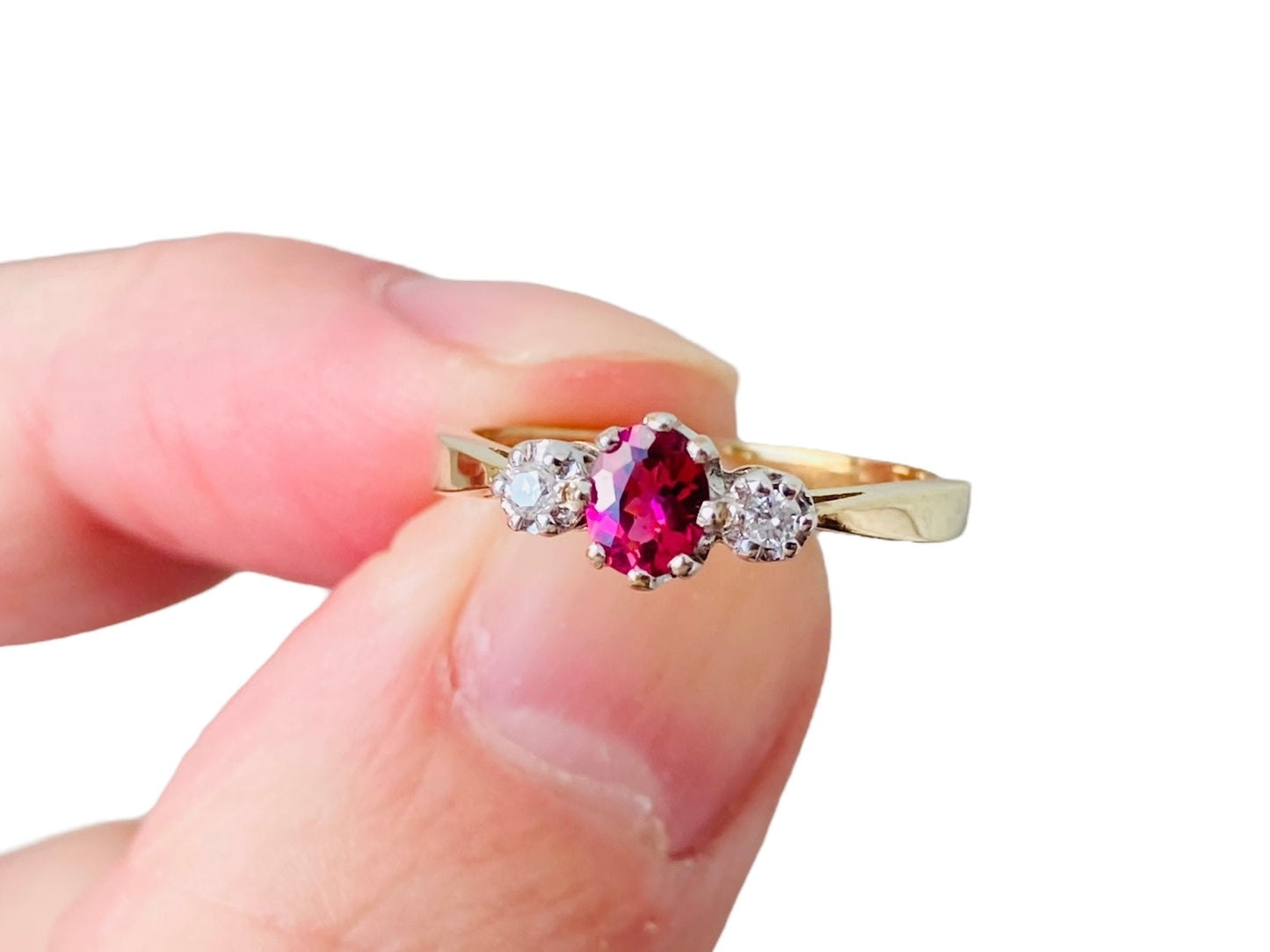 9ct Gold Pink Tourmaline & Diamond Ring