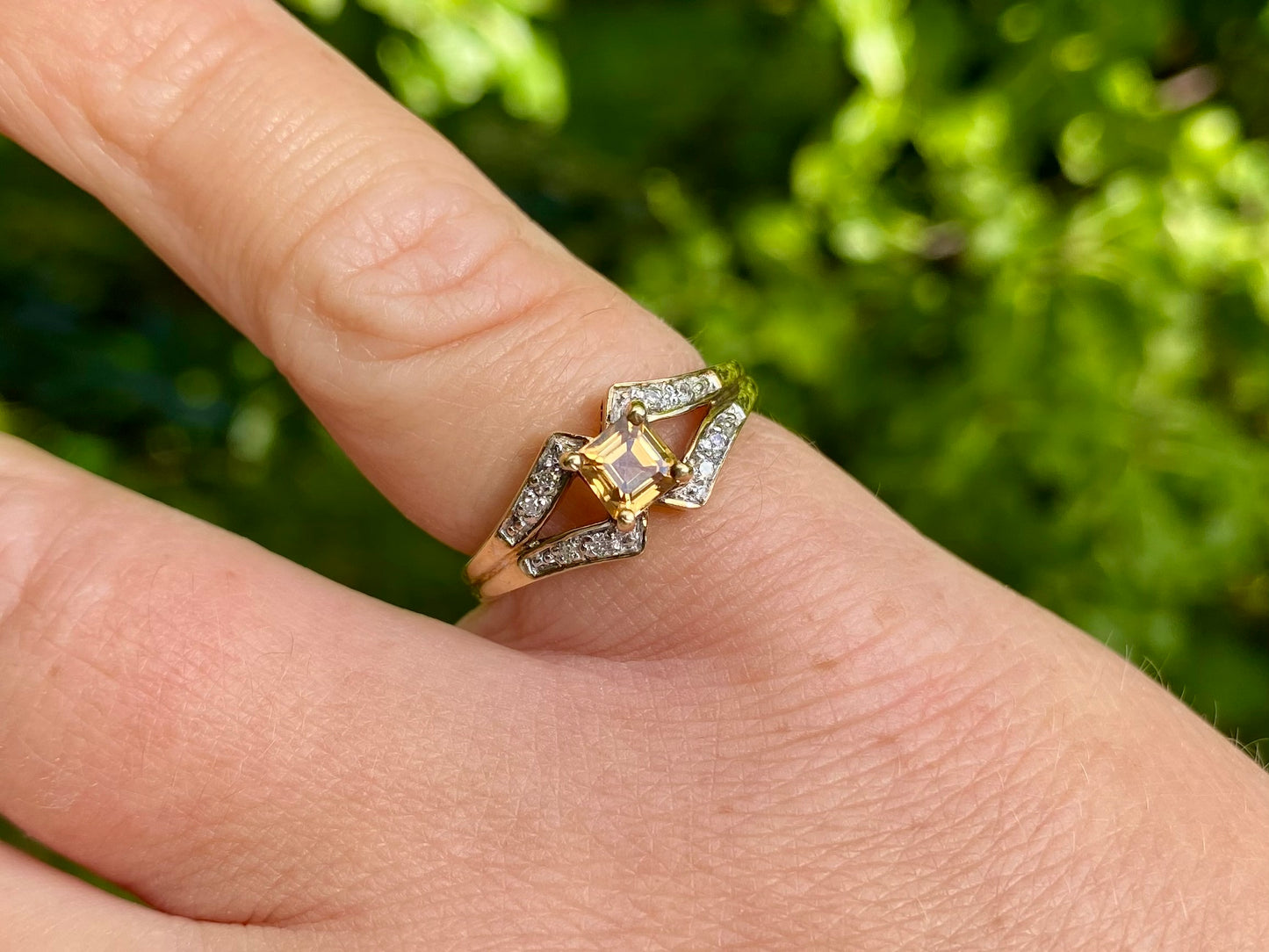 9ct Gold Imperial Topaz & Diamond Ring
