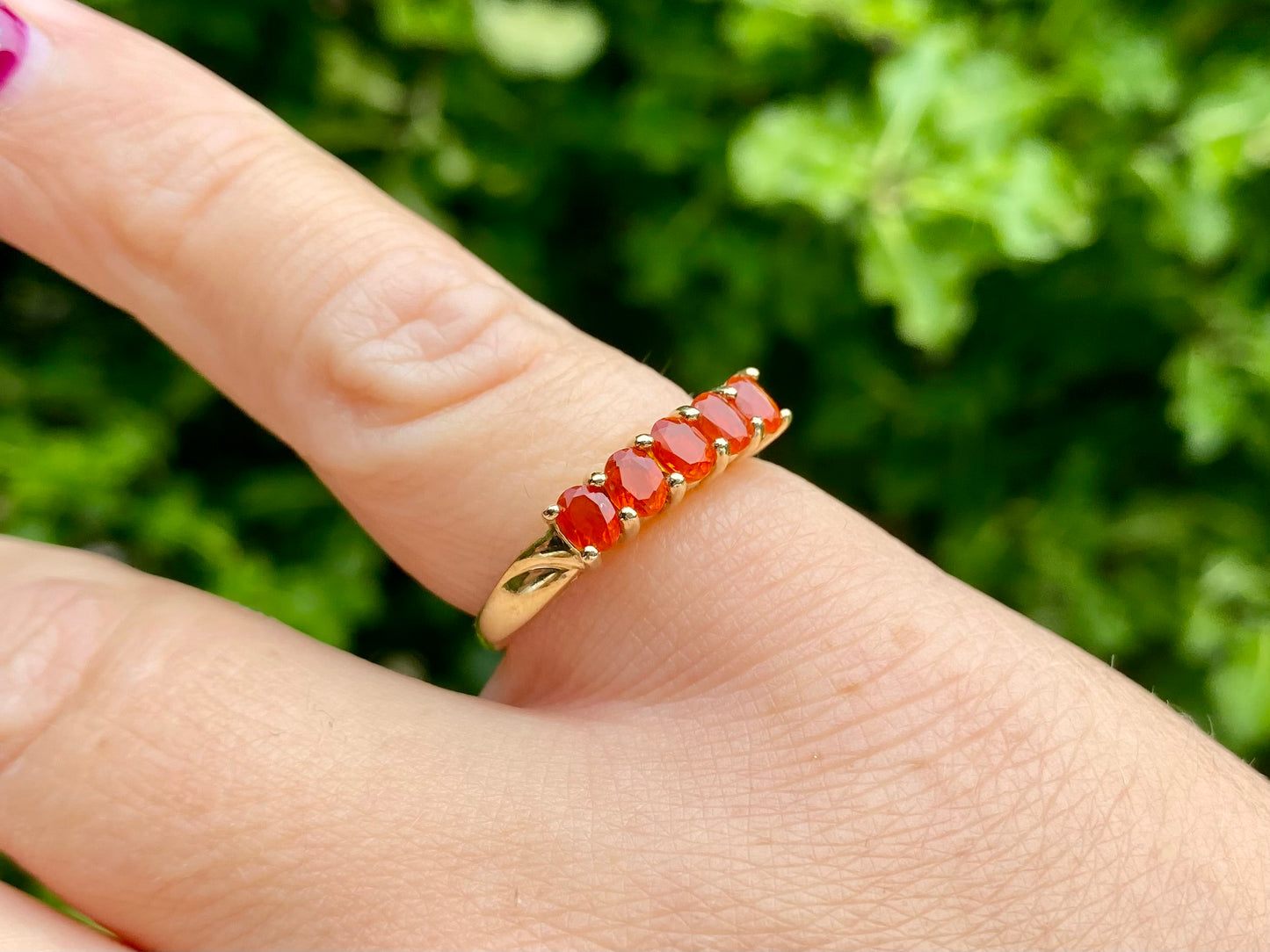 9ct Gold Five-Stone Fire Opal Ring