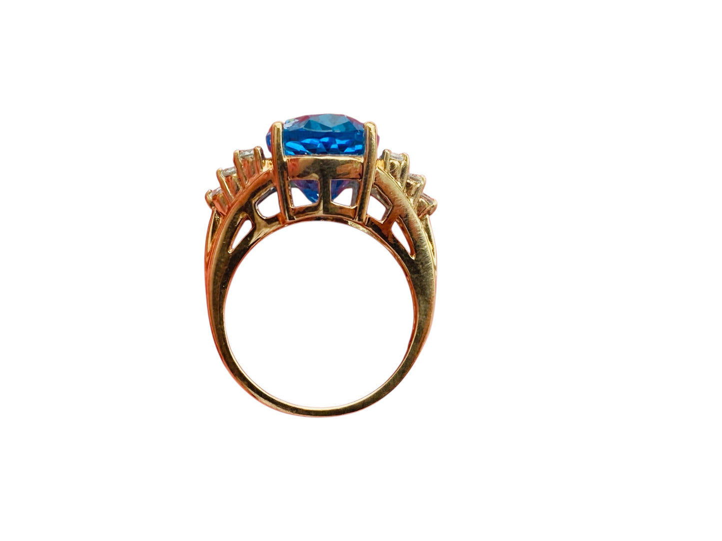 Vintage 9ct Gold Topaz & Diamond Ring