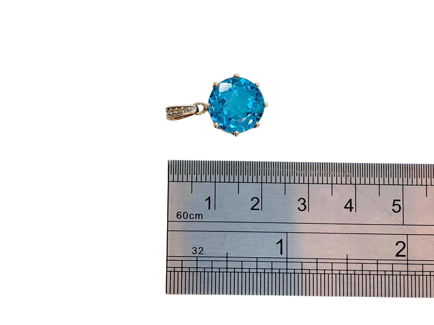 9ct Gold Topaz & Diamond Pendant
