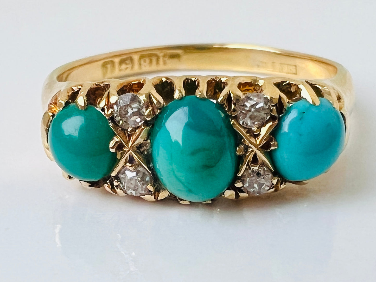 Antique 18ct Gold Turquoise & Diamond Ring