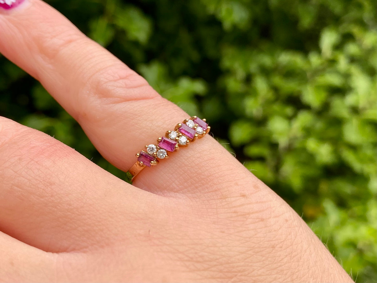 Vintage 9ct Gold Ruby & Diamond Ring