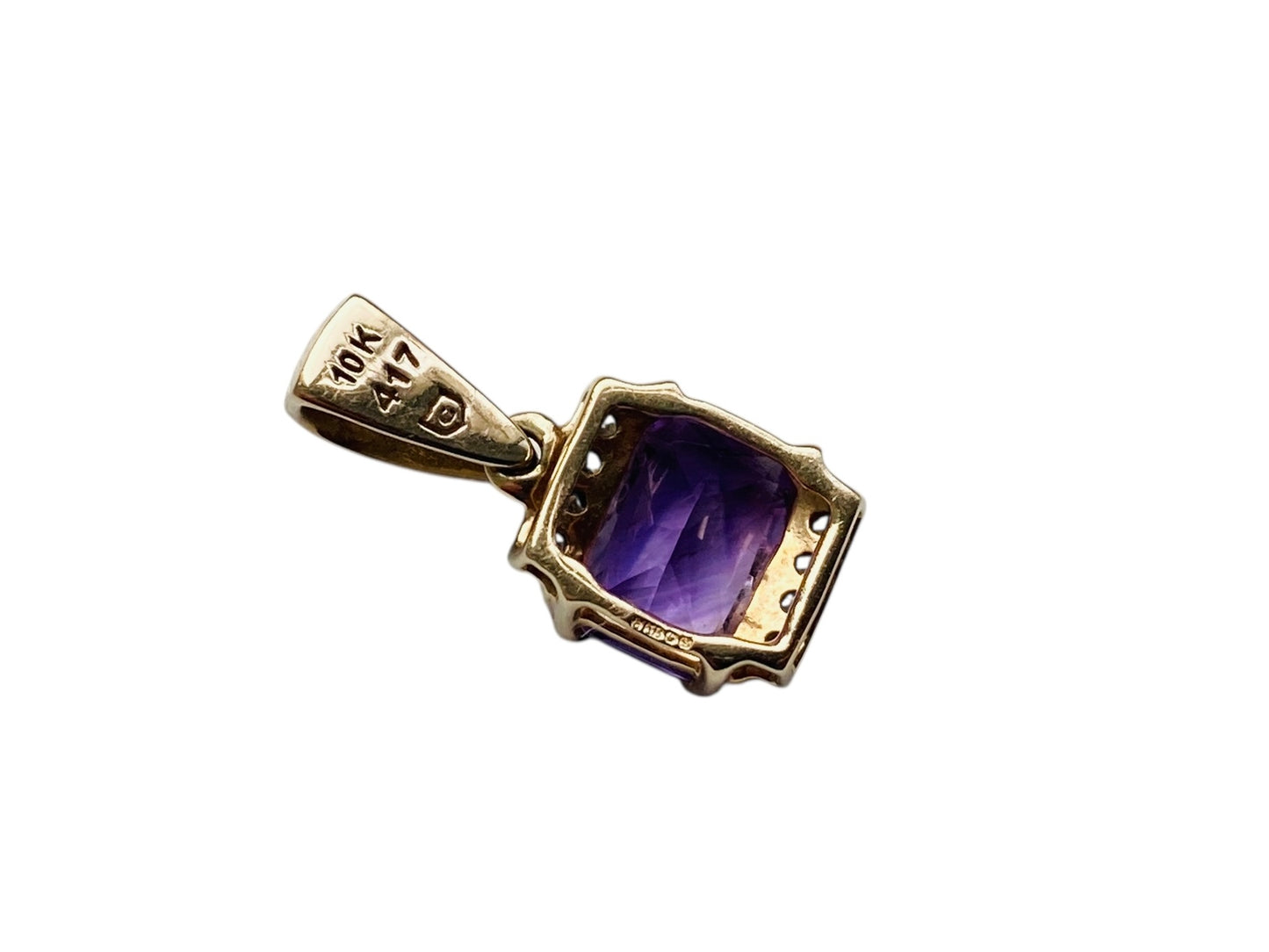 9ct Gold Amethyst & Diamond Pendant