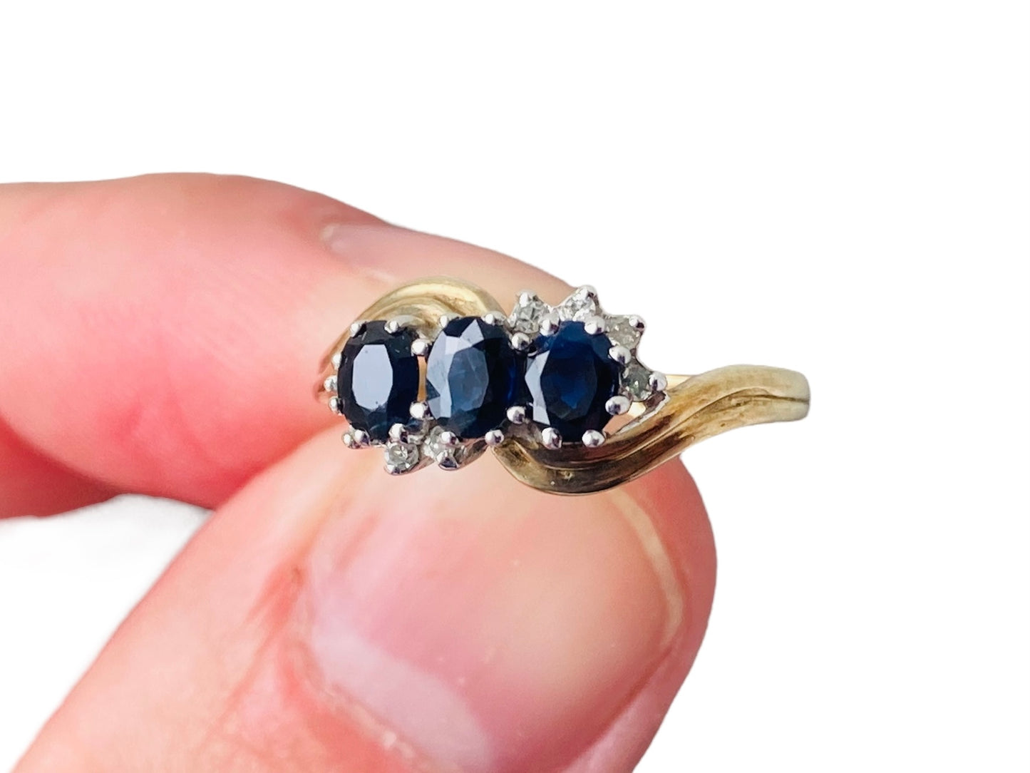 Vintage 9ct Gold Sapphire & Diamond Ring