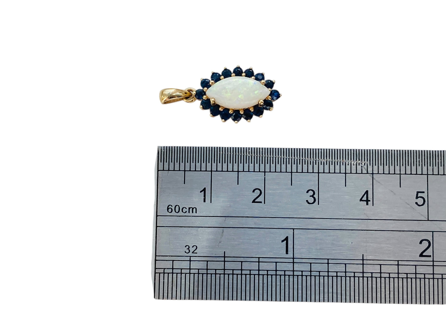 9ct Gold Opal & Sapphire Pendant