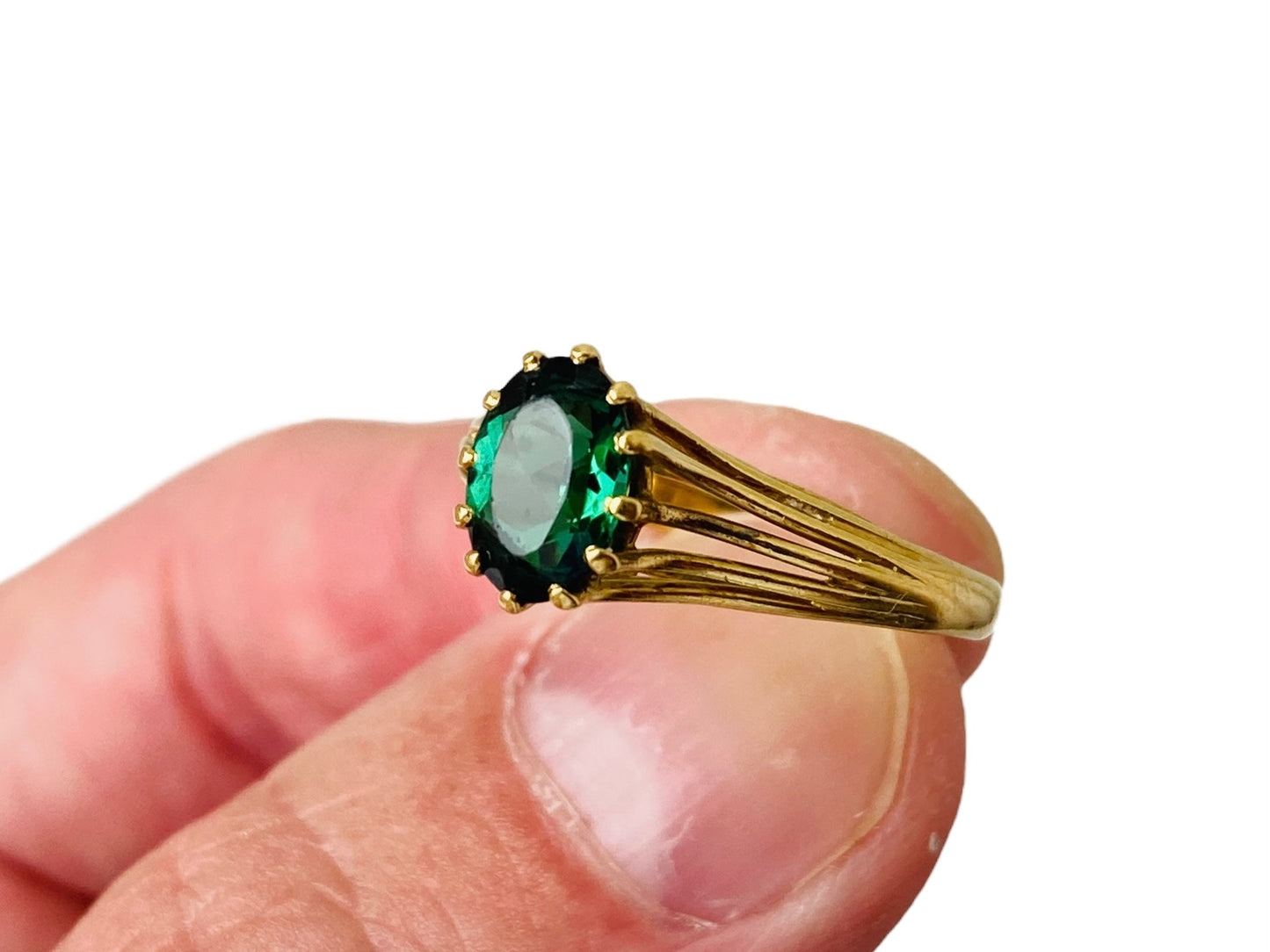 Vintage 18ct Gold Green Tourmaline Ring