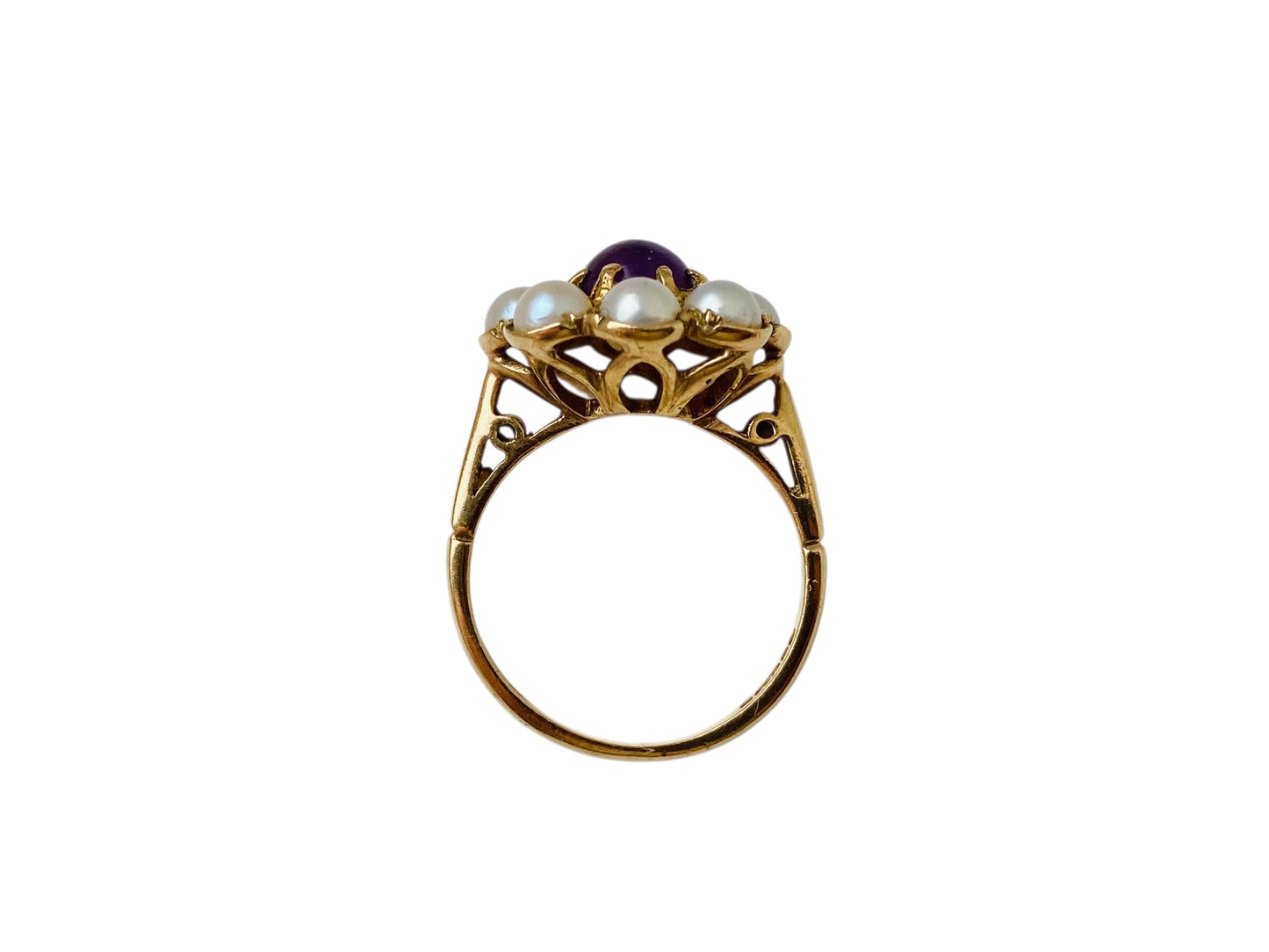 Vintage 9ct Gold Amethyst & Pearl Ring