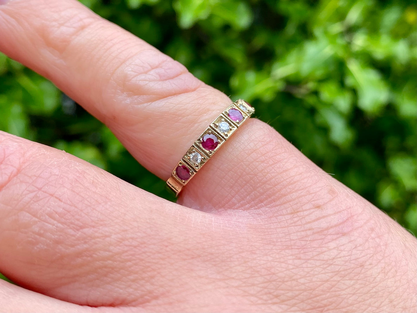 Vintage 9ct Gold Ruby & Diamond Ring