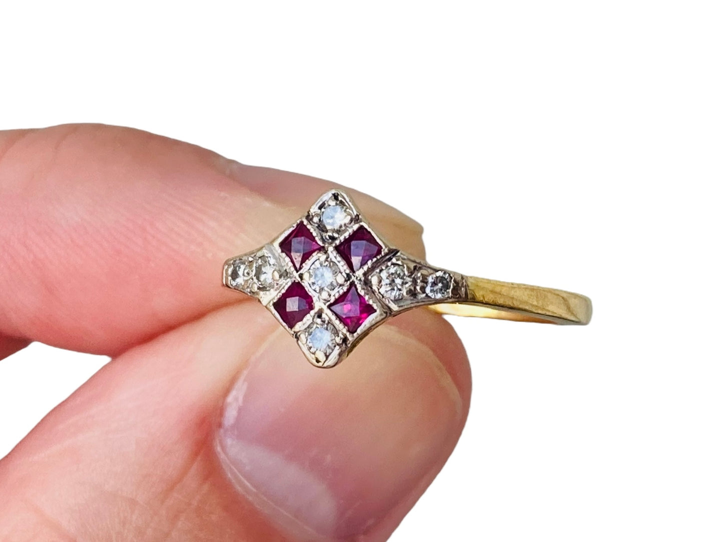 Antique 18ct Gold Ruby & Diamond Ring