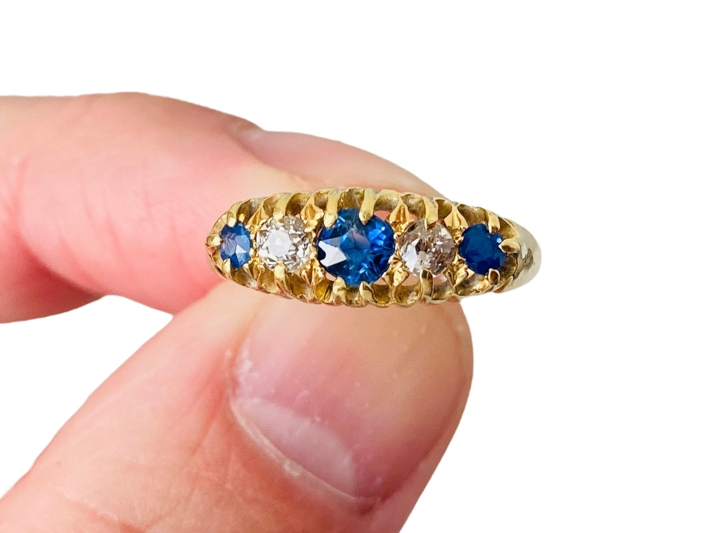 Antique 18ct Gold Sapphire & Diamond Ring