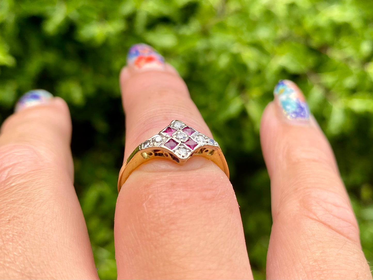 Antique 18ct Gold Ruby & Diamond Ring