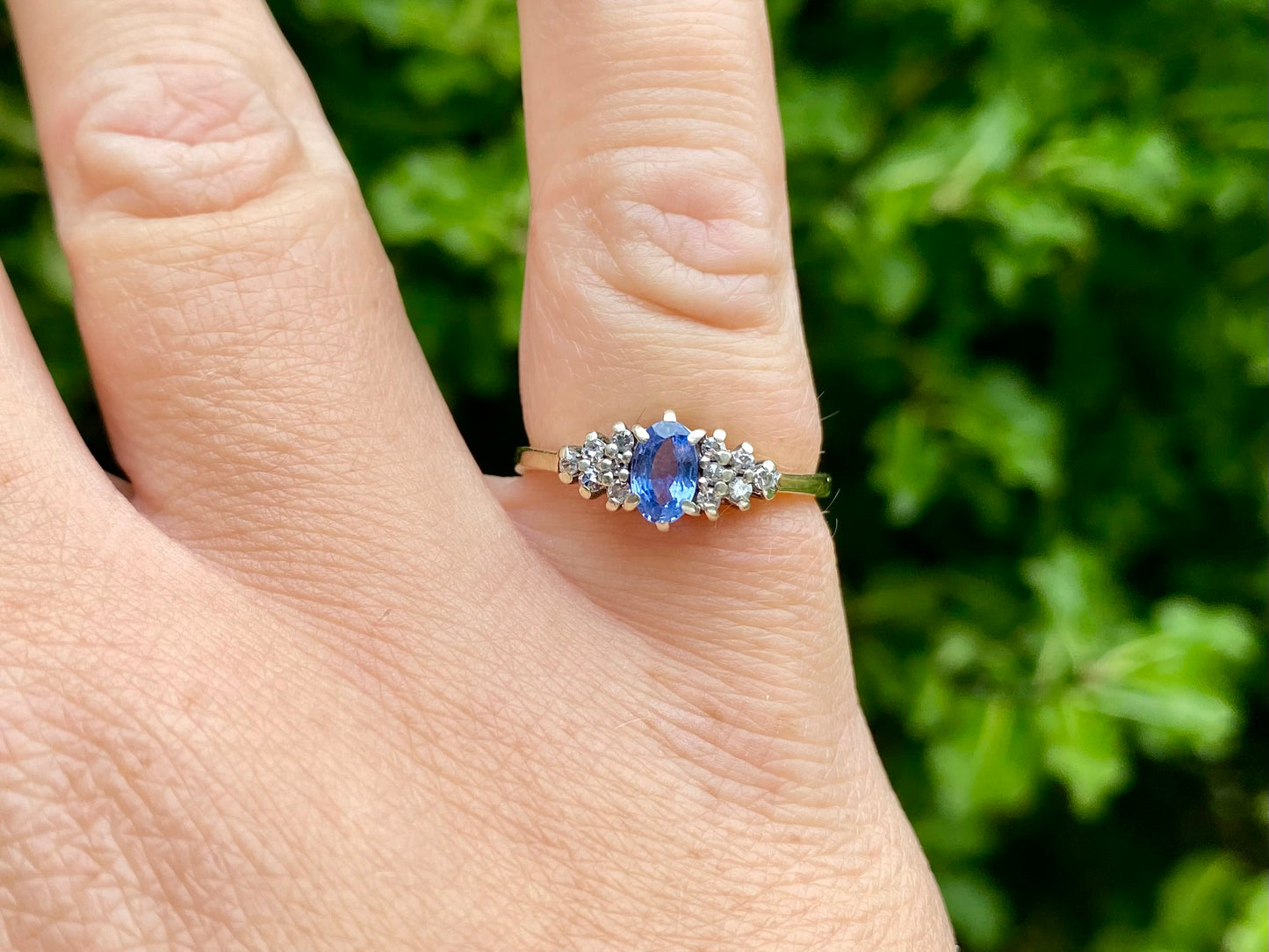 Vintage 9ct Gold Sapphire & Diamond Ring