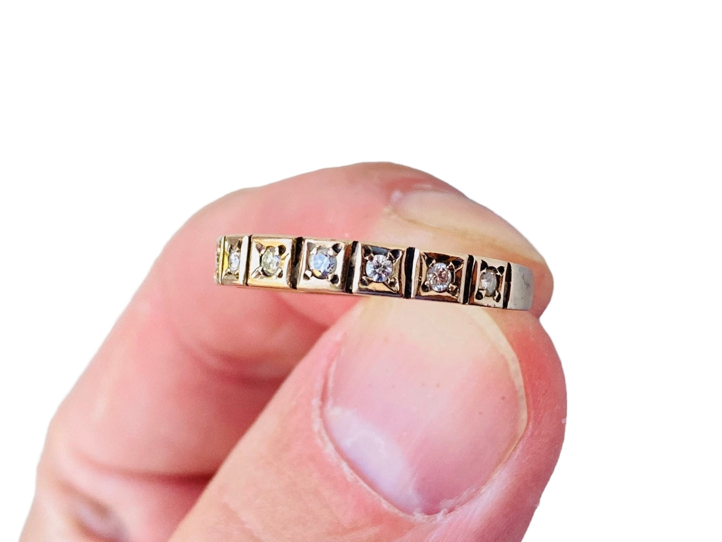 Vintage 9ct Gold Nine-Stone Diamond Ring