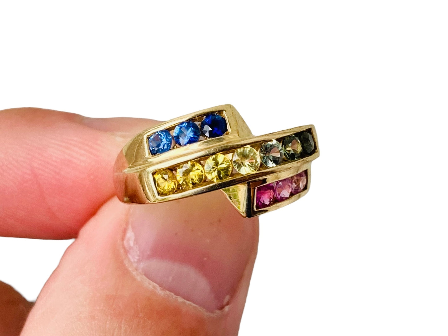 9ct Gold Multi-Coloured Sapphire Ring