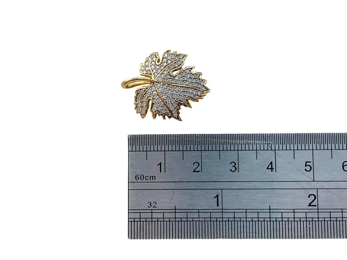 9ct Gold Diamond Leaf Pendant
