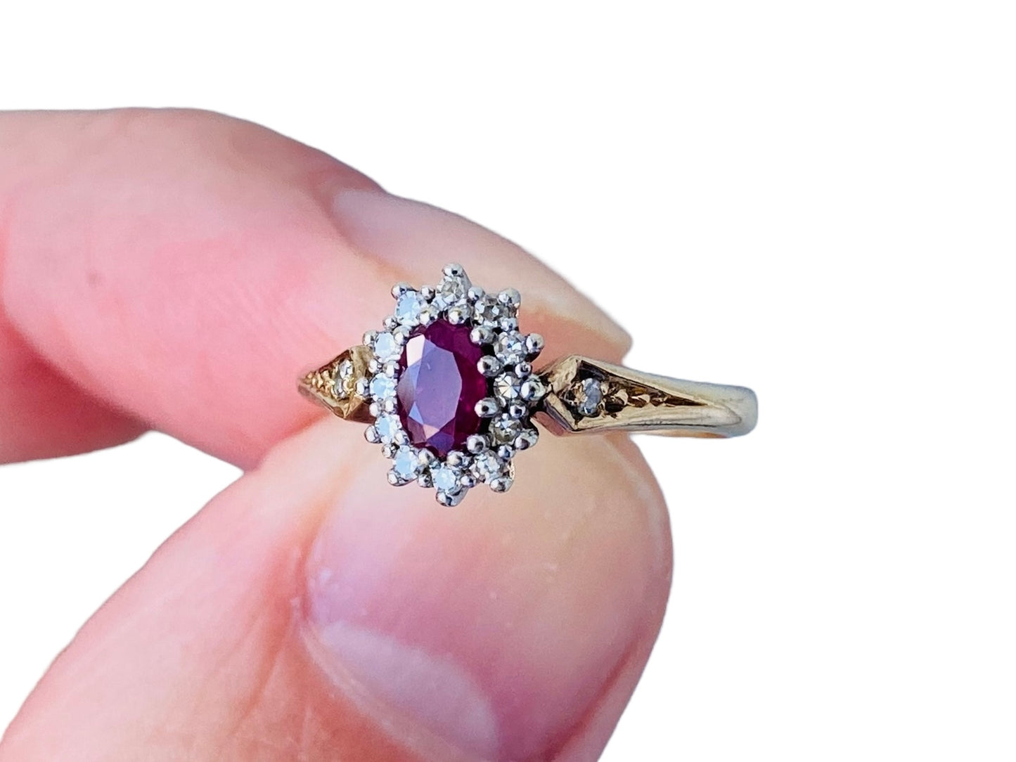 Vintage 9ct Gold Ruby & Diamond Ring