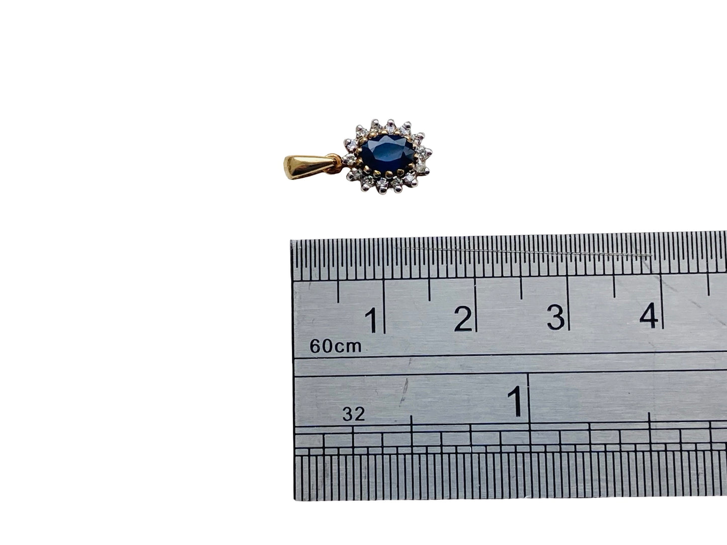 9ct Gold Sapphire & Diamond Pendant