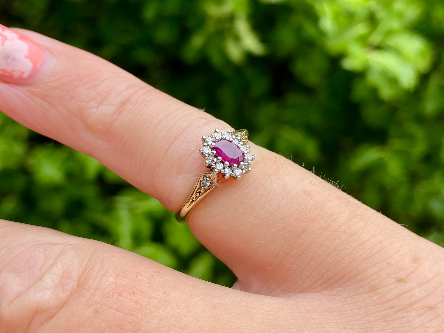 Vintage 9ct Gold Ruby & Diamond Ring