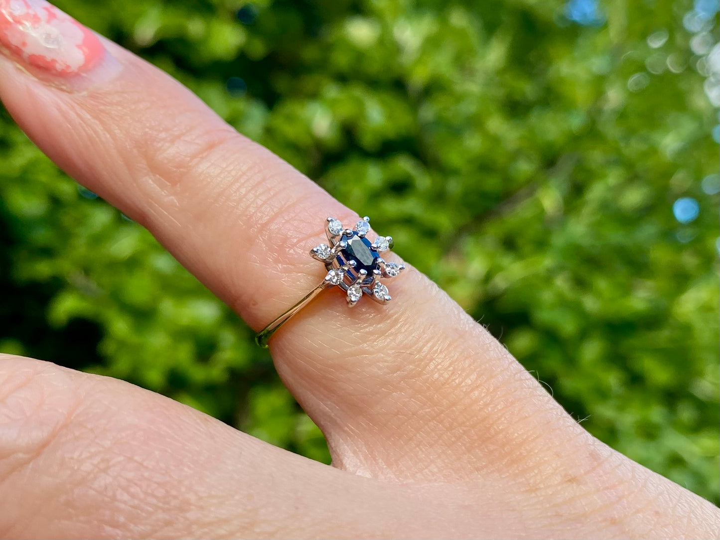 Vintage 9ct Gold Sapphire & Diamond Ring