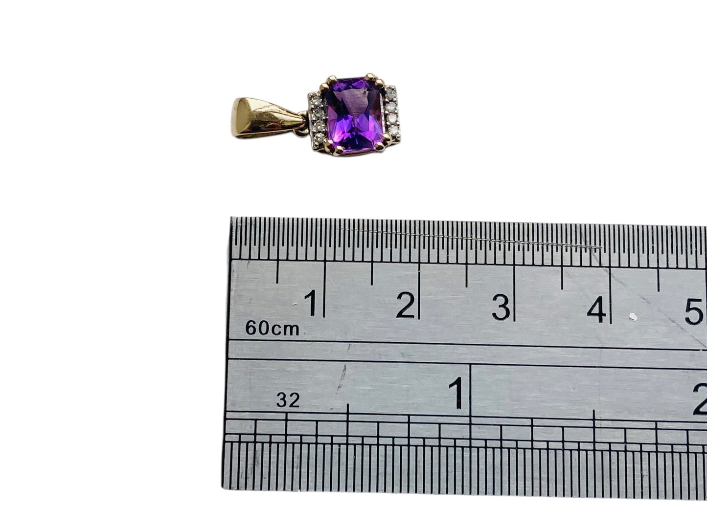 9ct Gold Amethyst & Diamond Pendant