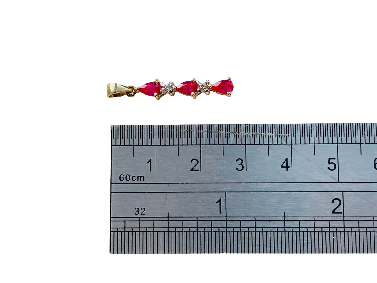 9ct Gold Ruby & Diamond Pendant
