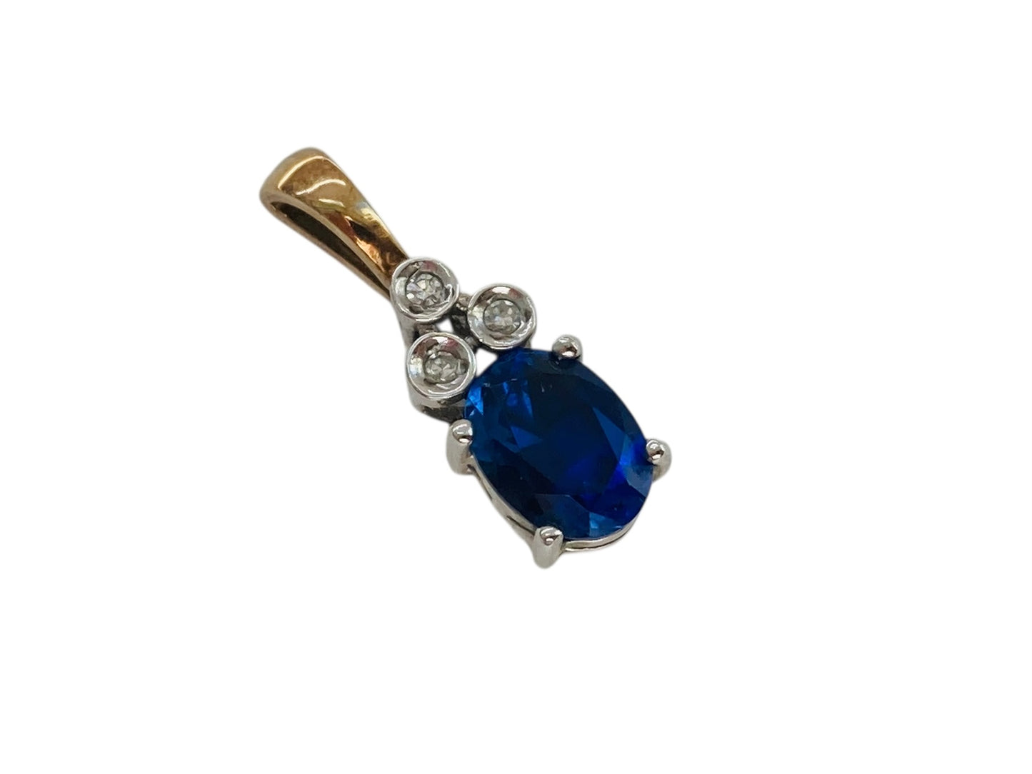 9ct Gold Sapphire & Diamond Pendant