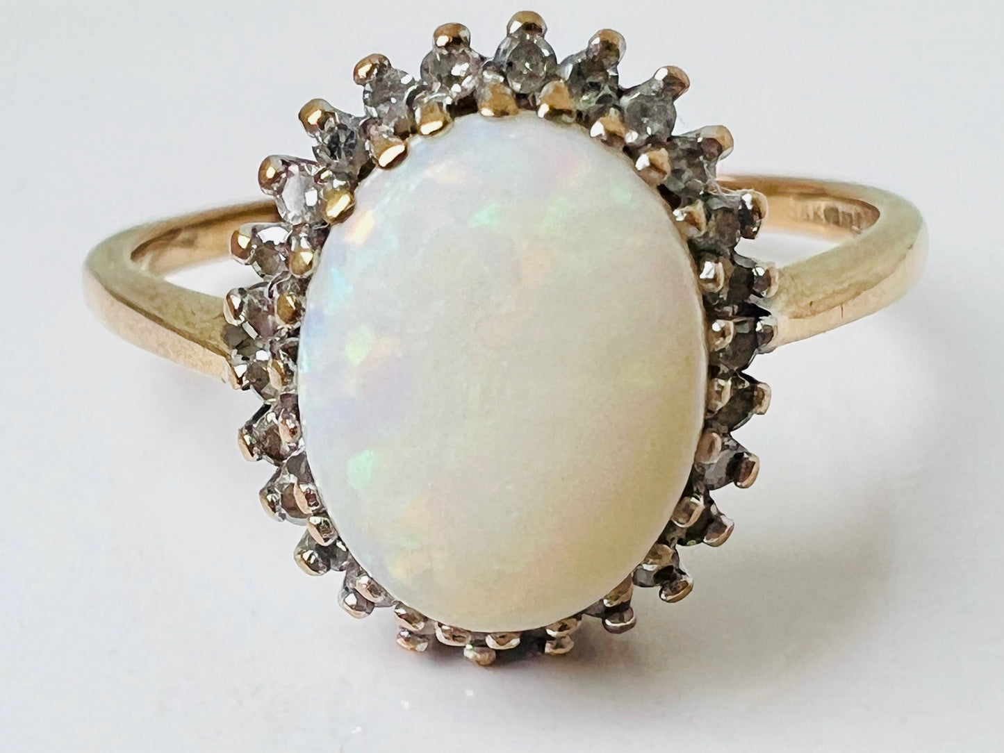 9ct Gold Opal & Diamond Ring