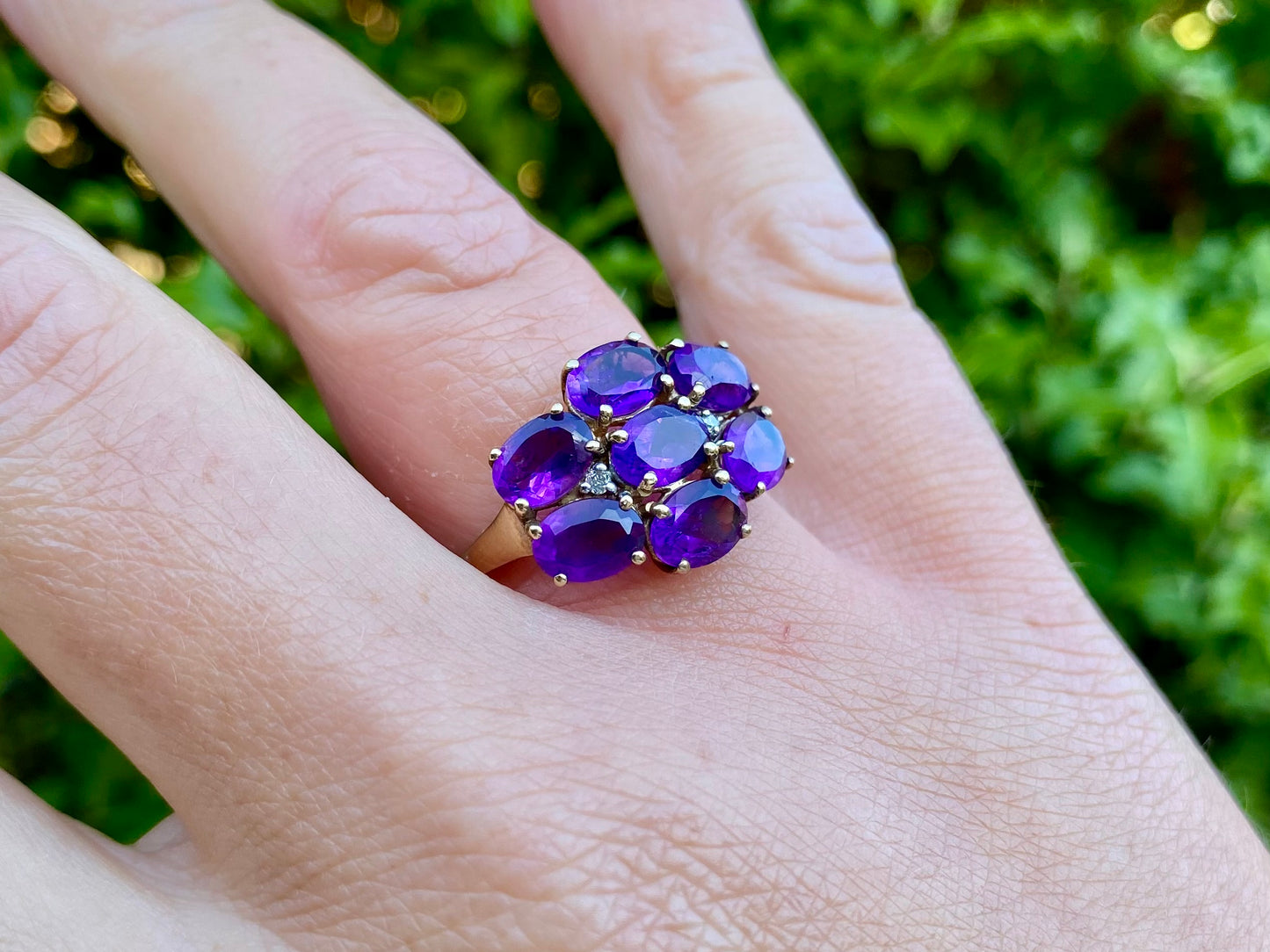 9ct Gold Amethyst & Diamond Ring