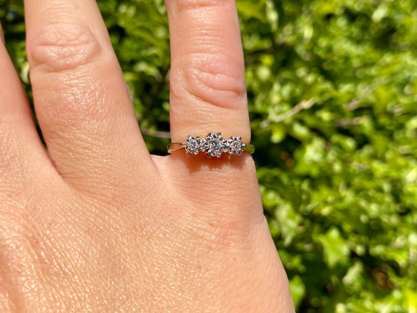 9ct Gold Three-Stone Diamond Ring