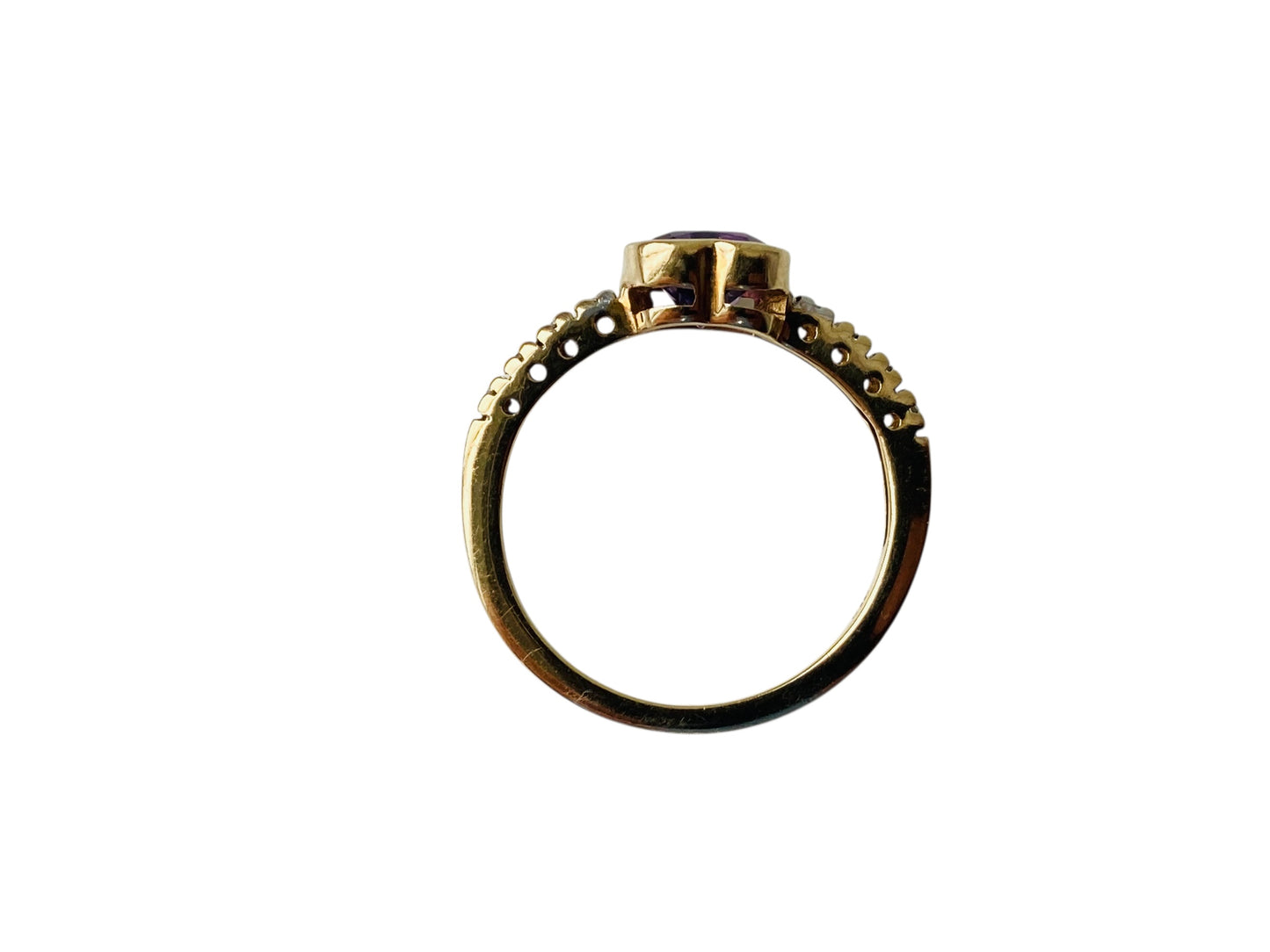 9ct Gold Amethyst & Diamond Ring