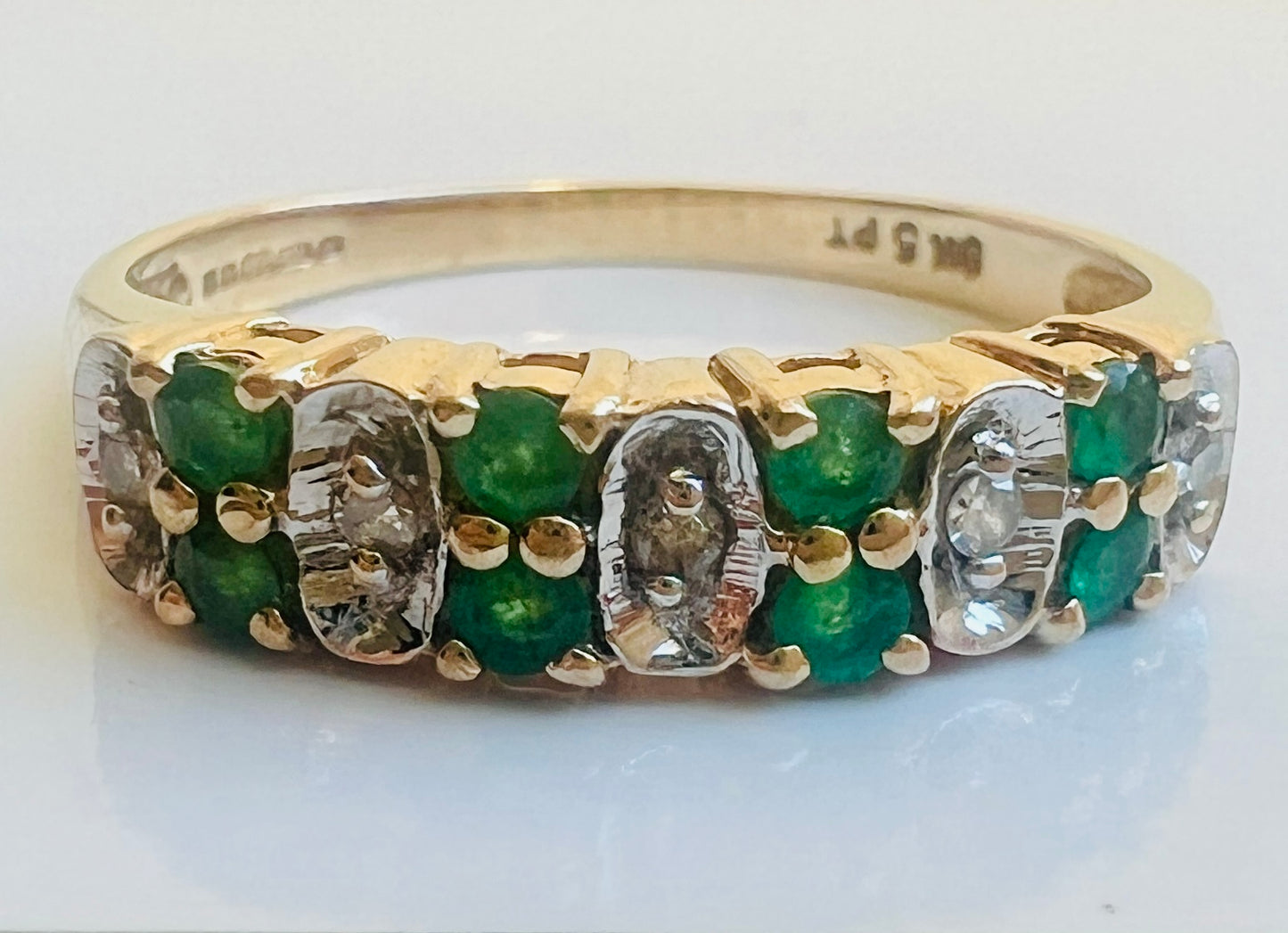 9ct Gold Emerald & Diamond Ring