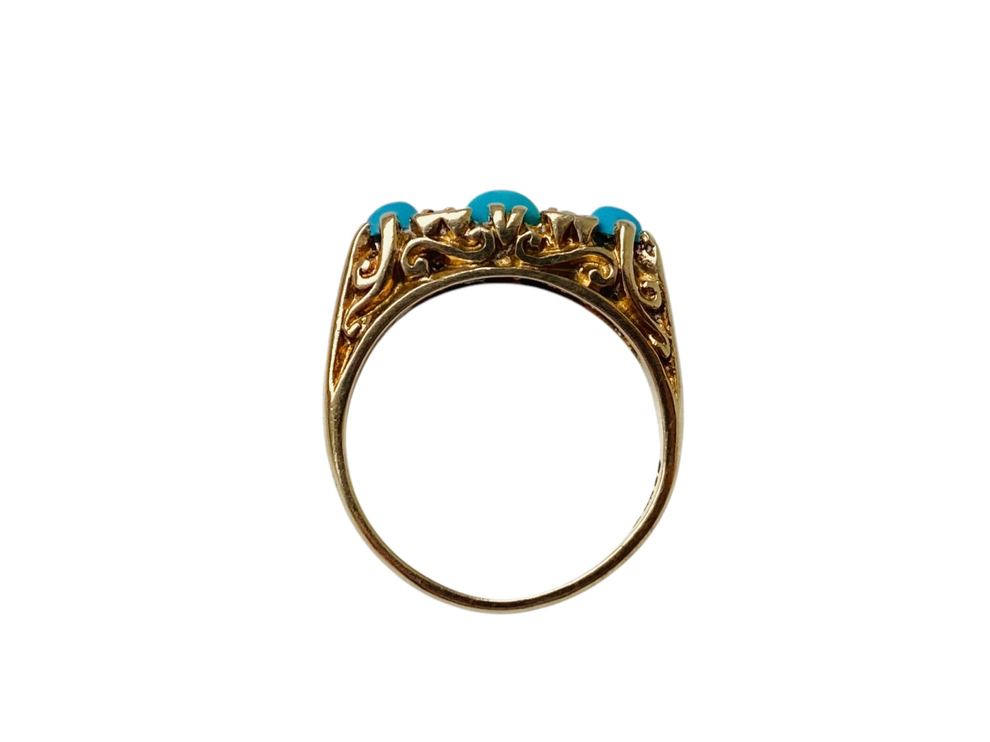 Vintage 9ct Gold Turquoise & Pearl Ring