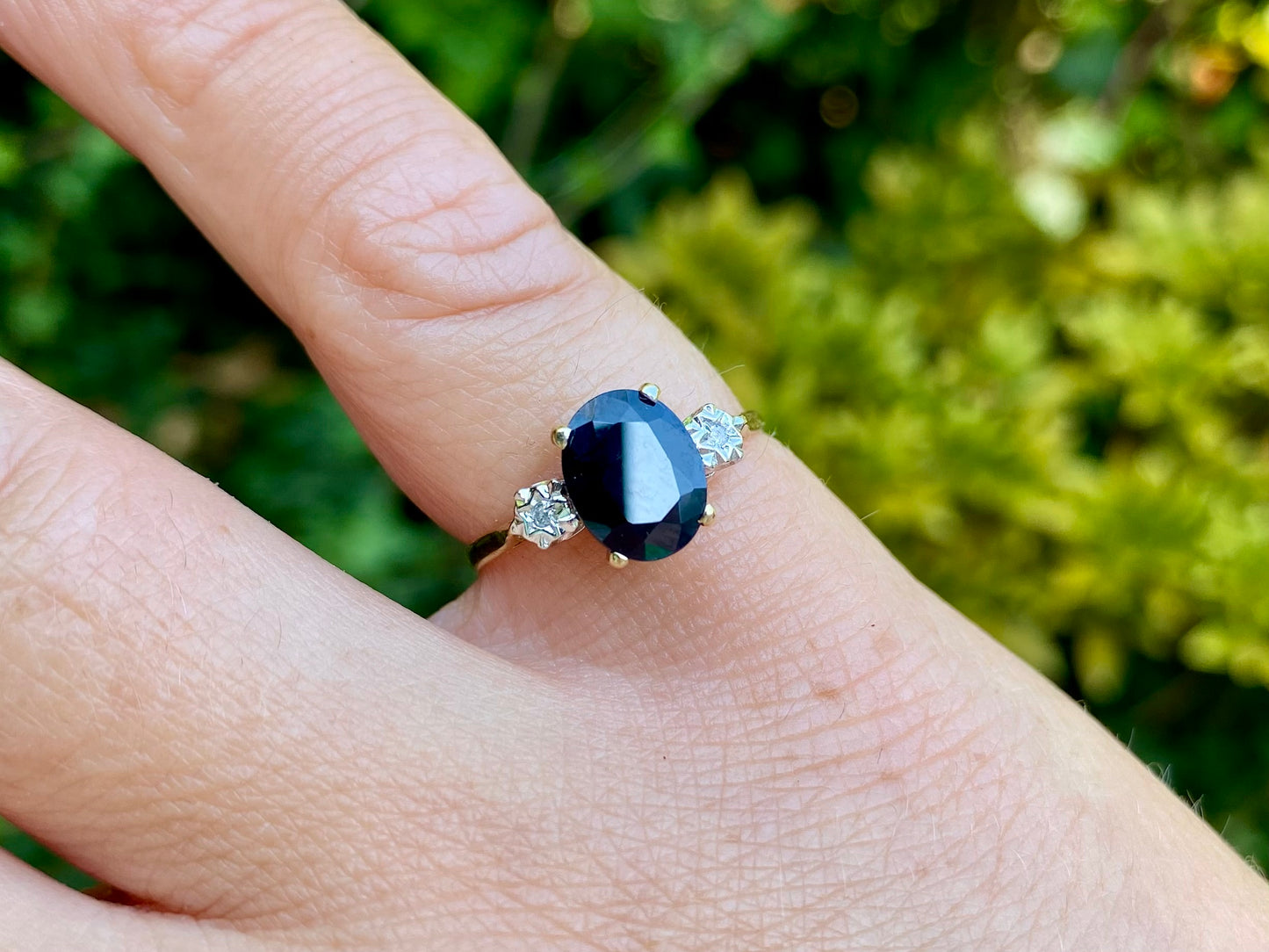 Vintage 9ct Gold Sapphire & Diamond Ring