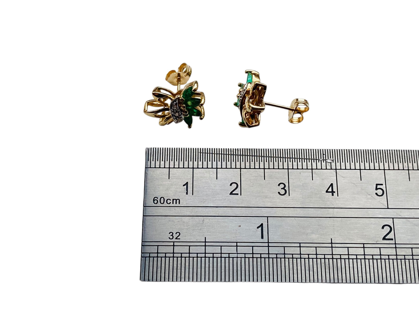 14ct Gold Emerald & Diamond Earrings