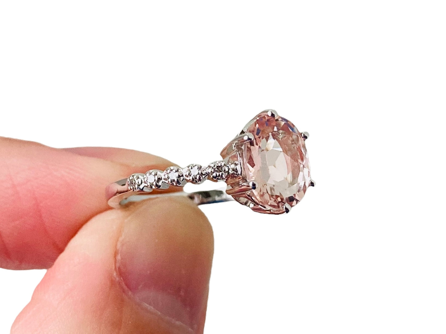 9ct Gold Morganite & Diamond Ring