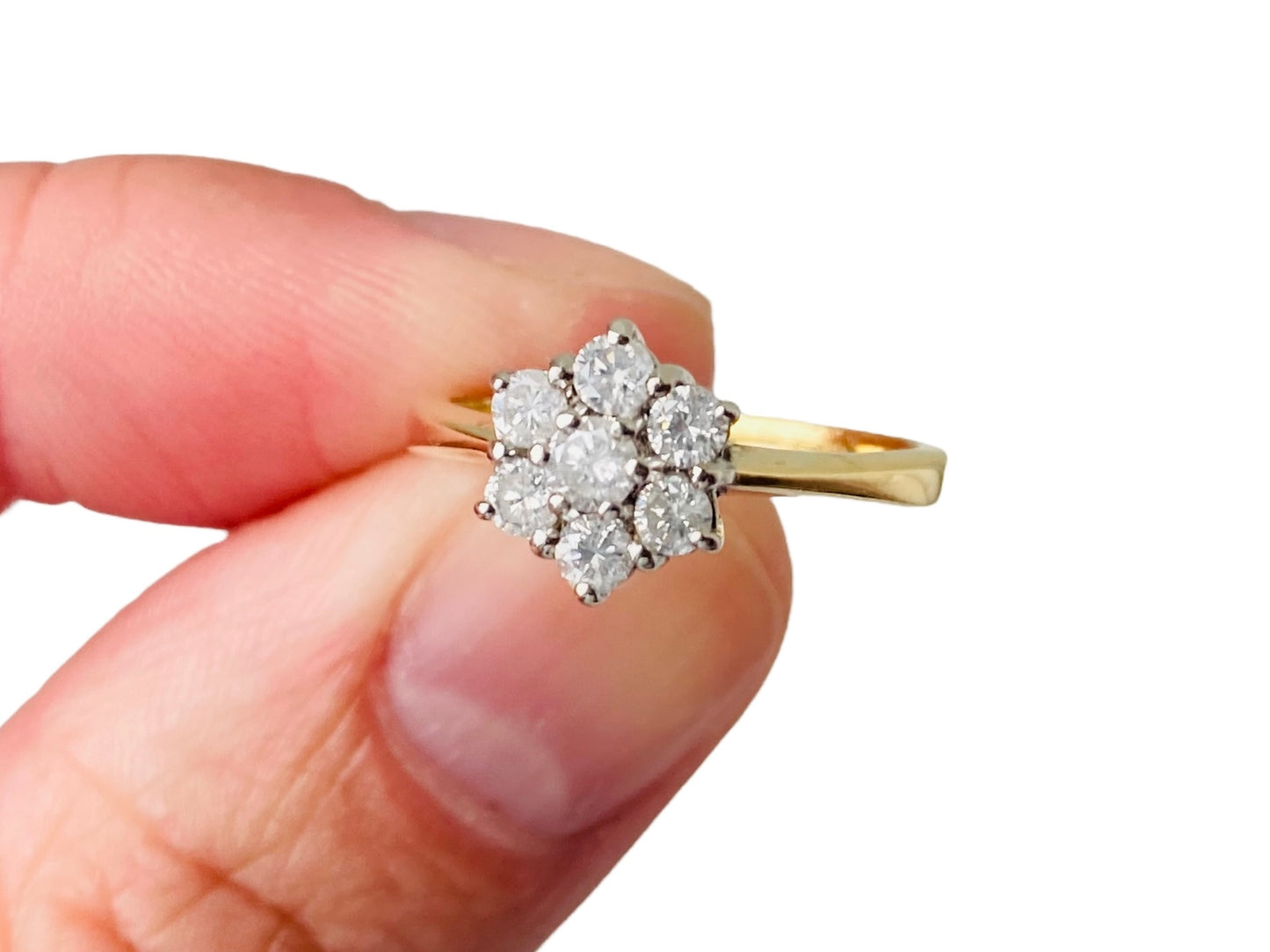 18ct Gold 0.50ct Diamond Daisy Ring