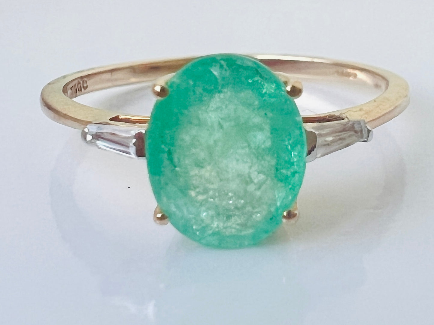 9ct Gold Emerald & Zircon Ring