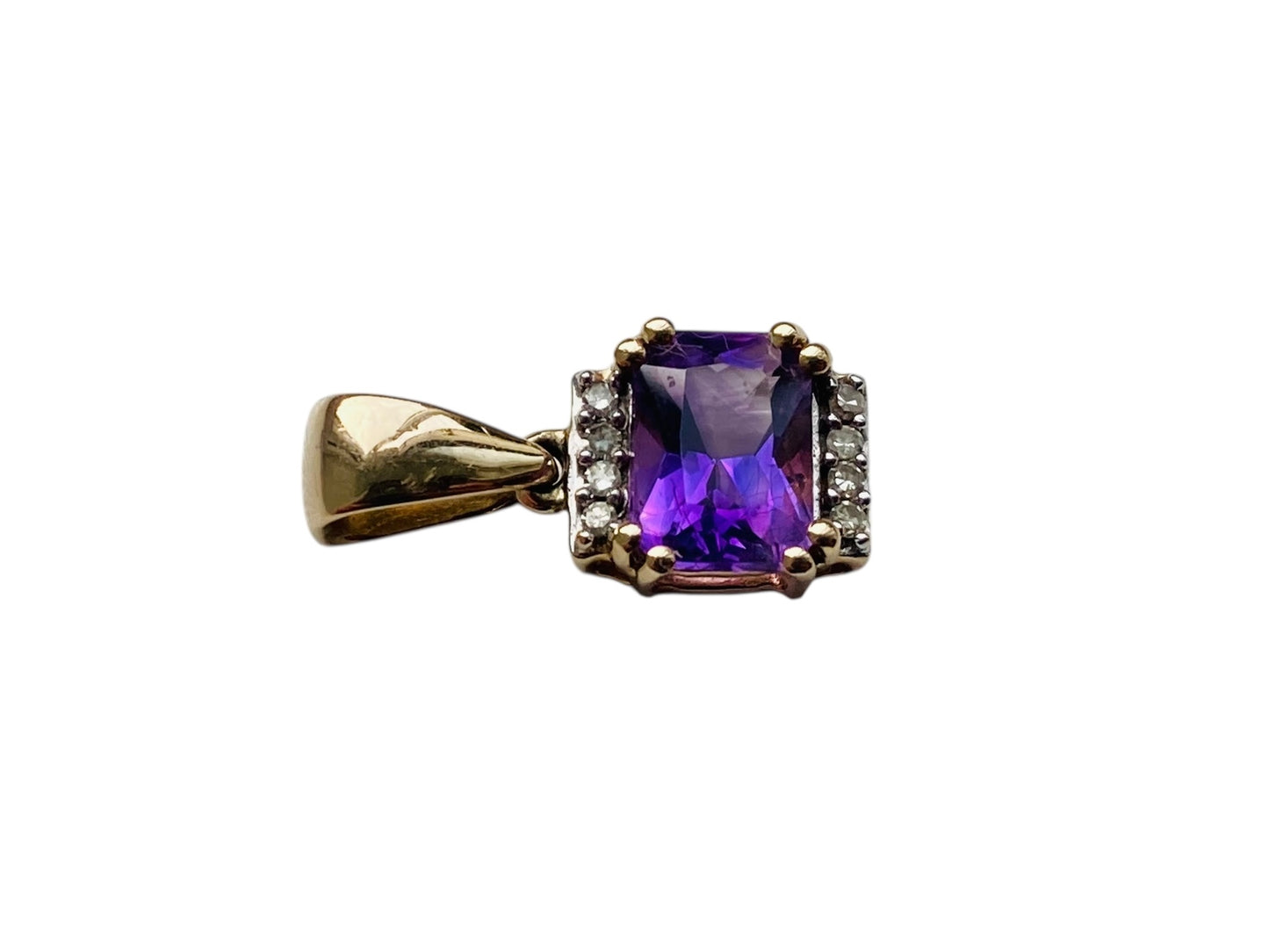 9ct Gold Amethyst & Diamond Pendant