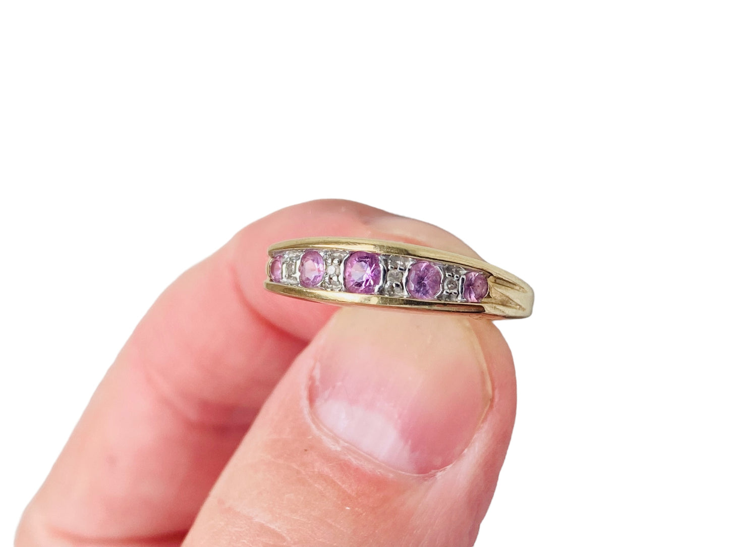 9ct Gold Pink Sapphire & Diamond Ring