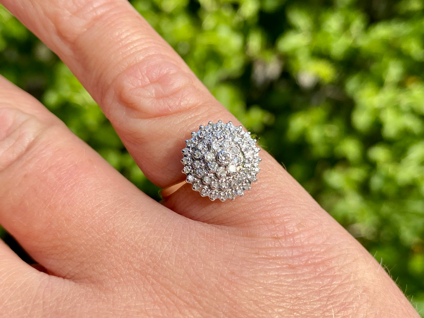 Vintage 9ct Gold Diamond Cluster Ring