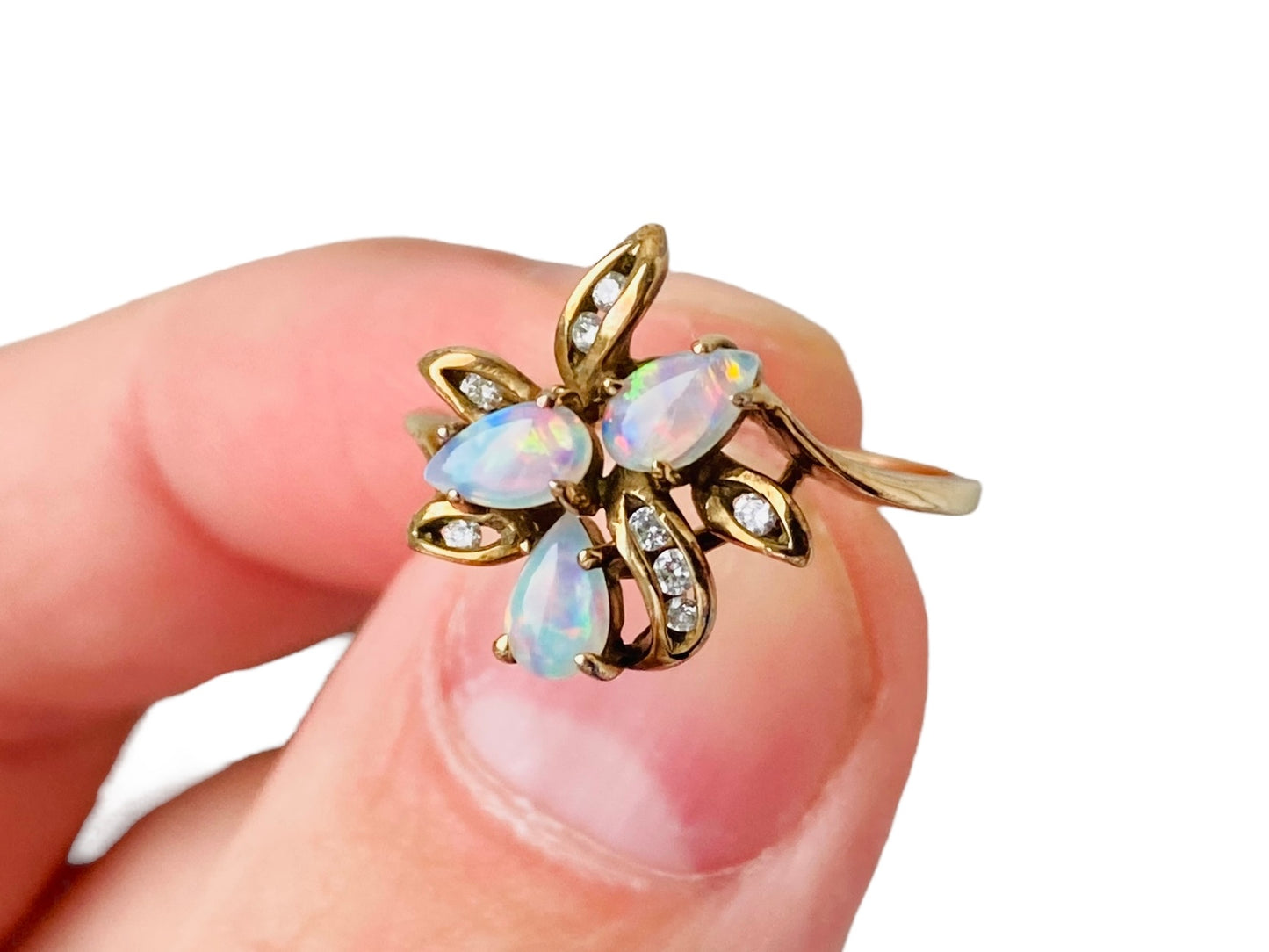 9ct Gold Opal & Diamond Ring