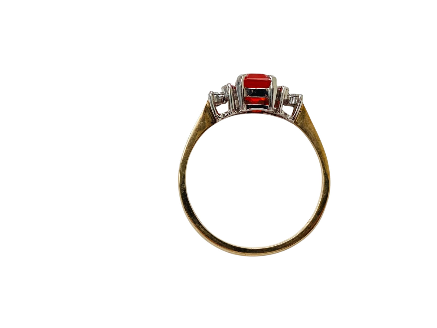 Vintage 9ct Gold Fire Opal & Diamond Ring