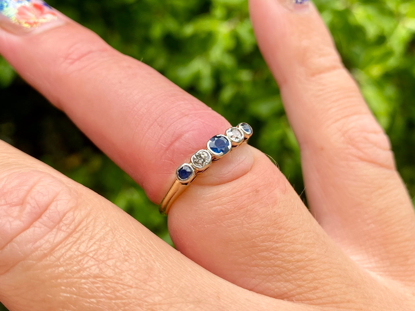 Antique 18ct Gold Sapphire & Diamond Ring