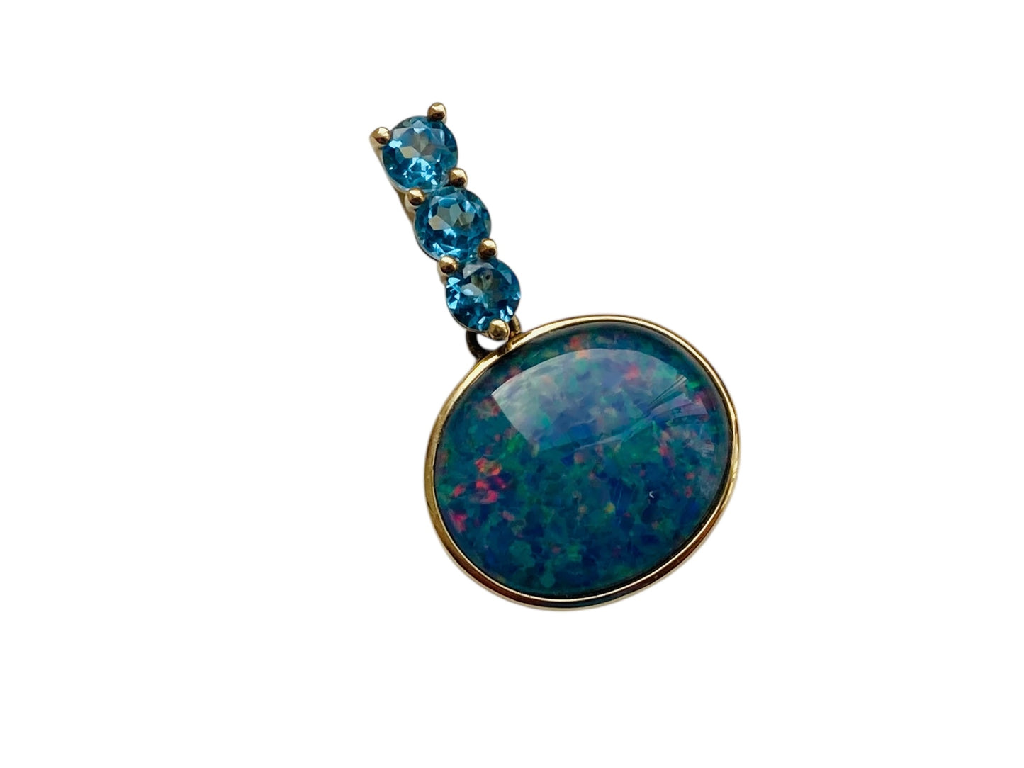 9ct Gold Opal & Topaz Pendant