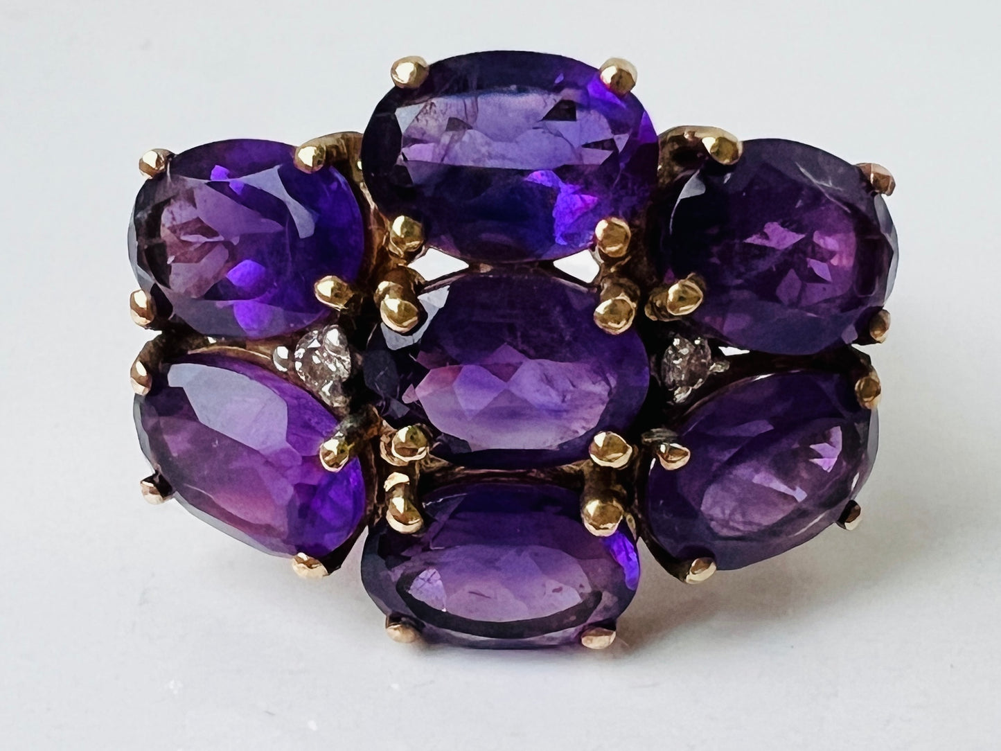 9ct Gold Amethyst & Diamond Ring
