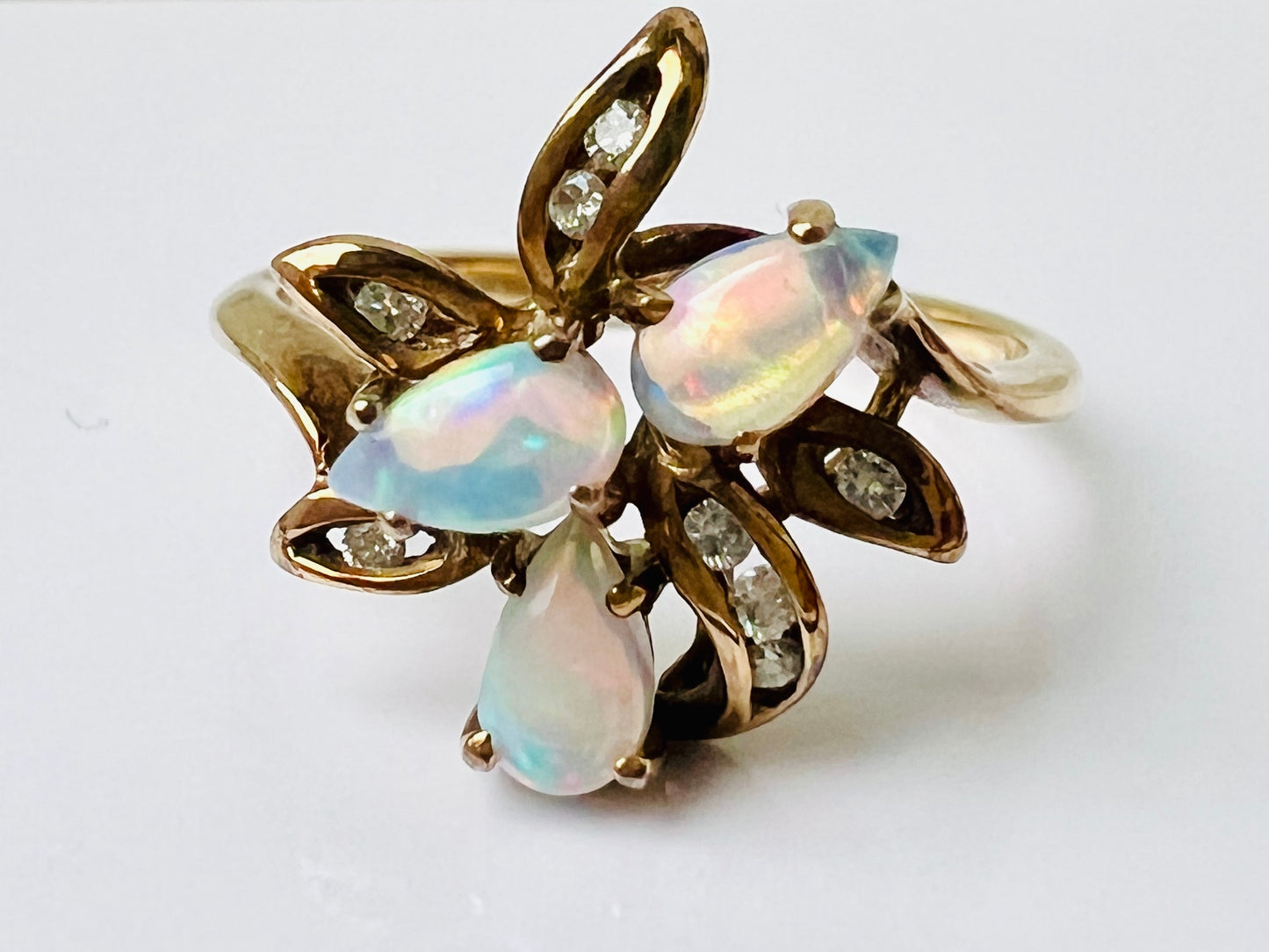 9ct Gold Opal & Diamond Ring