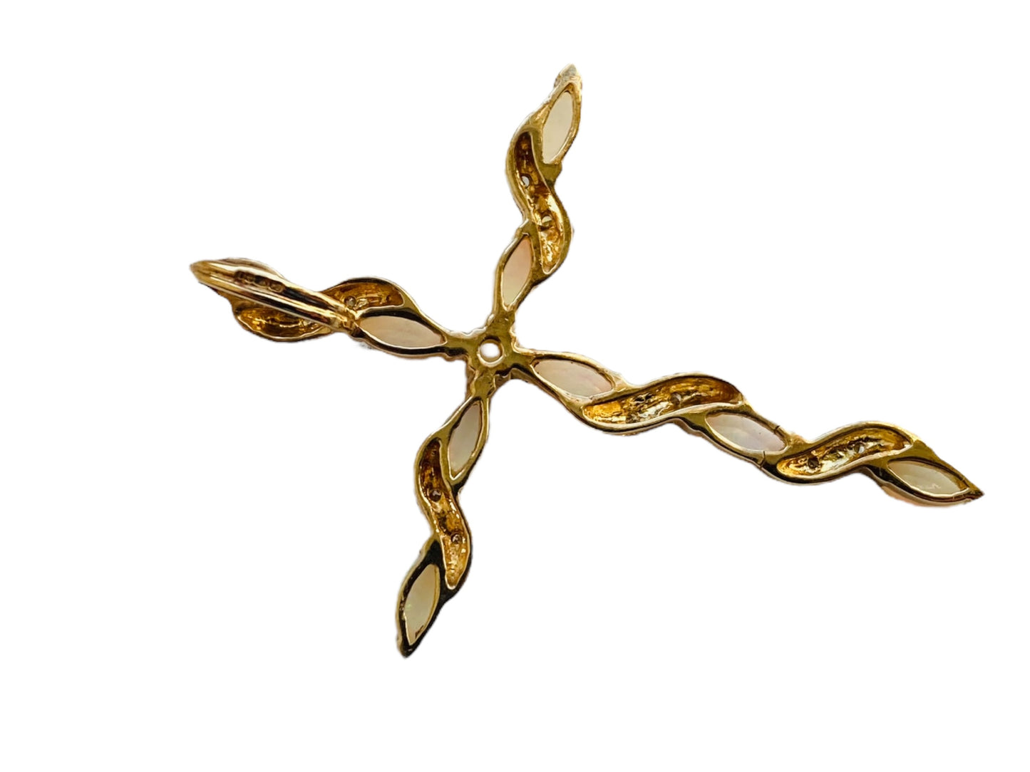 9ct Gold Opal & Diamond Cross Pendant