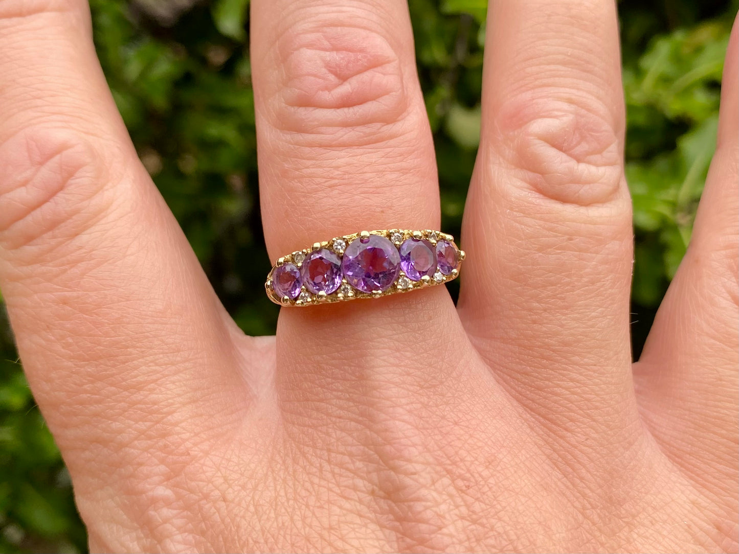 9ct Gold Amethyst & Diamond Ring