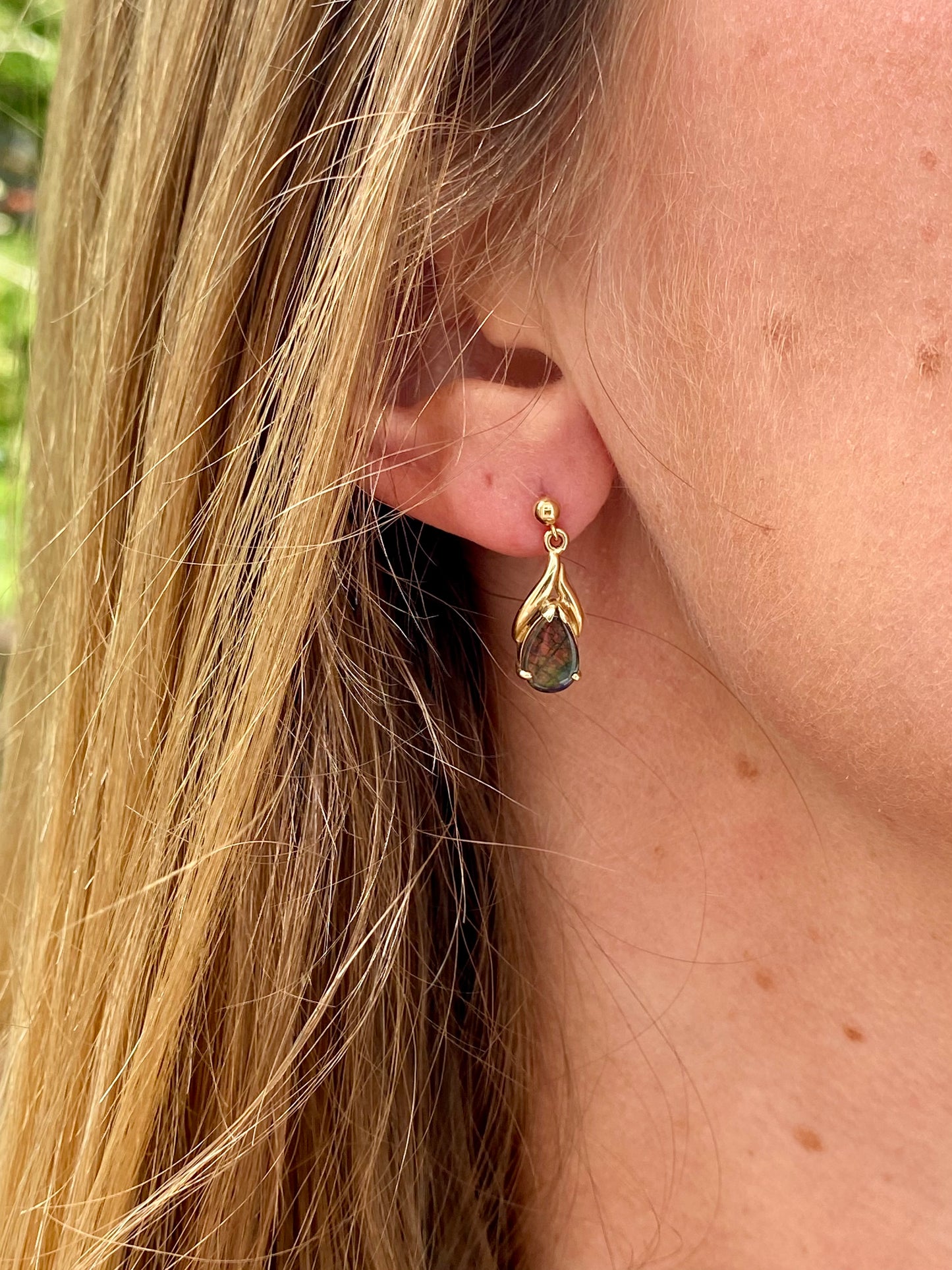 14ct Gold Ammolite earrings